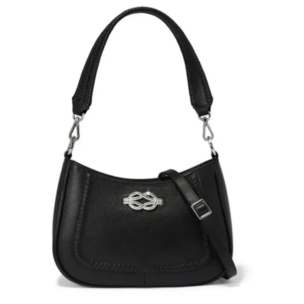 Brighton Black Leather Finn Convertible Shoulderbag Interlok Harmony Hobo (EUC)